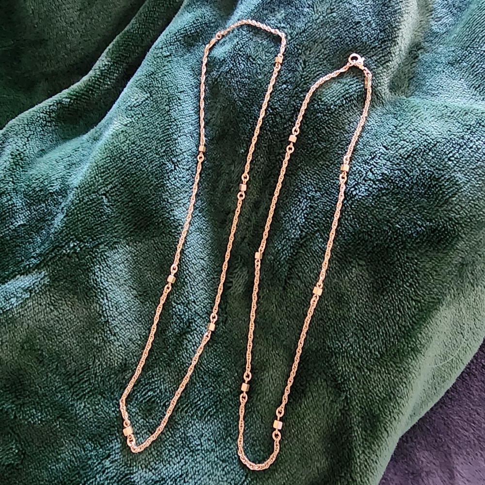 Vintage Monet Gold Necklaces 12" 14"